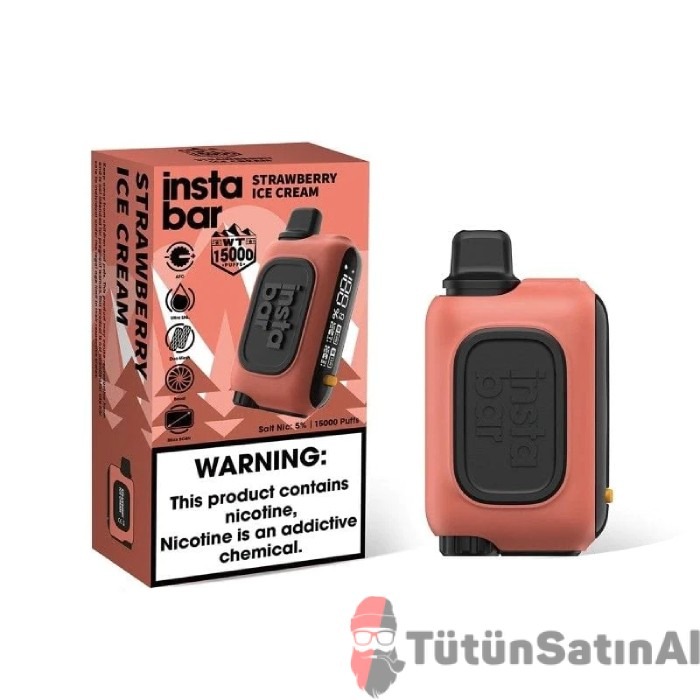 InstaBar WT15000 Strawberry İce Cream Rechargeable Disposable Device