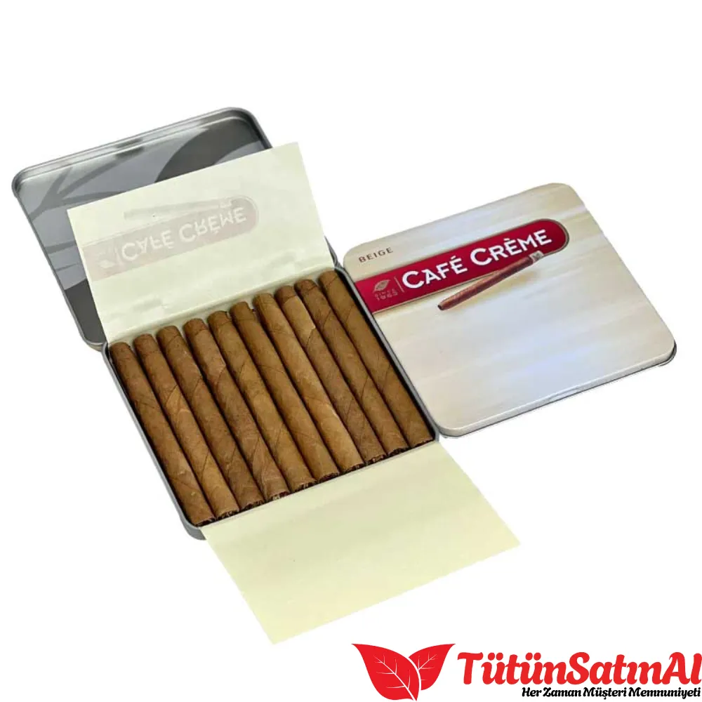 Café Crème Beige Metal Kutu Cigarillos - Görsel 2