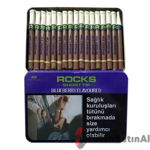 Rocks-Short-Tip-Blueberry-Sigarillo.jpg Rocks Short Tip Blueberry Sigarillo - Yaban Mersini Aromalı - 50's - Görsel 1